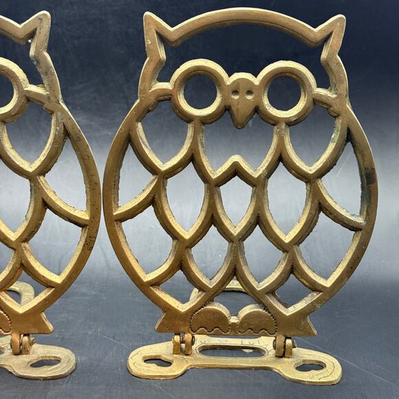Vintage Brass Folding Owl bookends pair - Picture 4 of 6